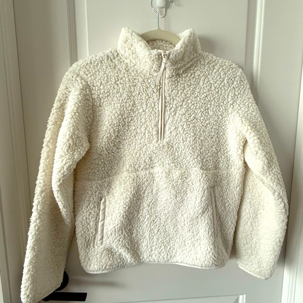 KID’S FLEECE, Pullover with front zip, Size 14 XL. White